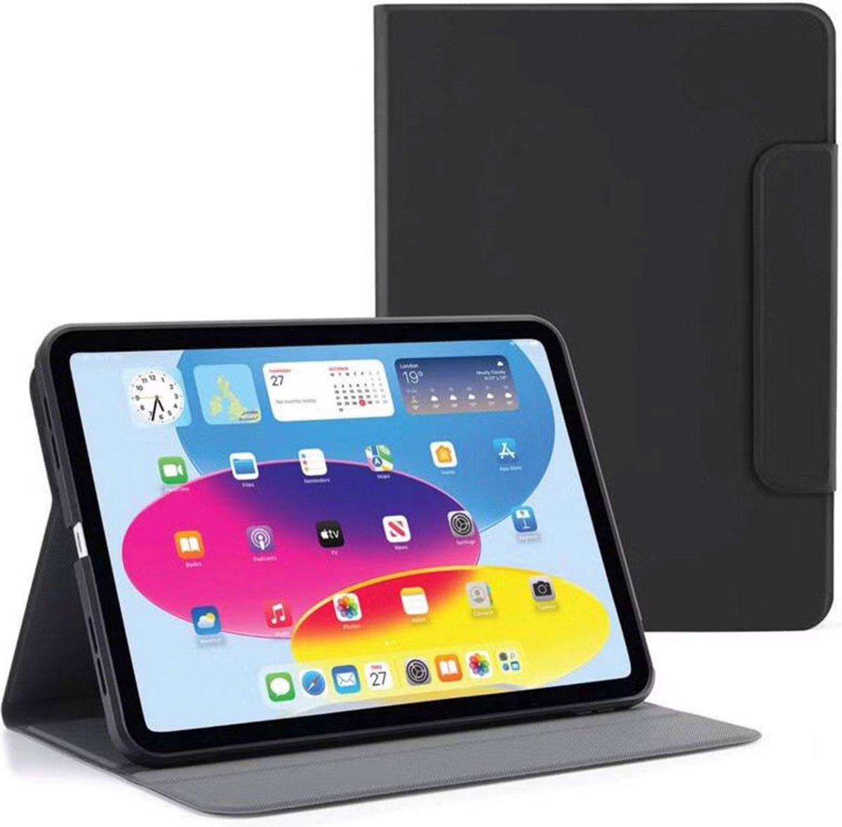 Pipetto Origami No5 Roterend Folio Hoesje iPad Pro 11 (M4) – Verstelbare Hoeken voor Videogesprekken – Apple Pencil Compatibiliteit – Veilige Magnetische Sluiting - Zwart