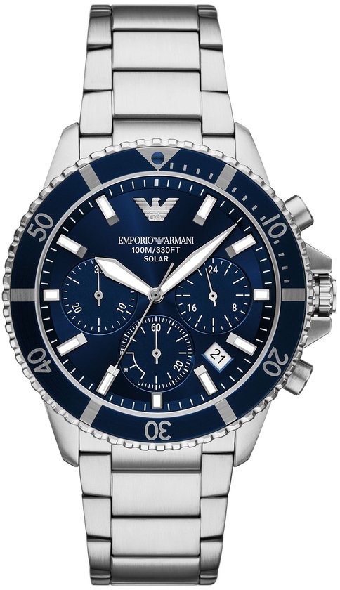 Emporio Armani AR11681 Heren Horloge 43mm Zilverkleurig bol