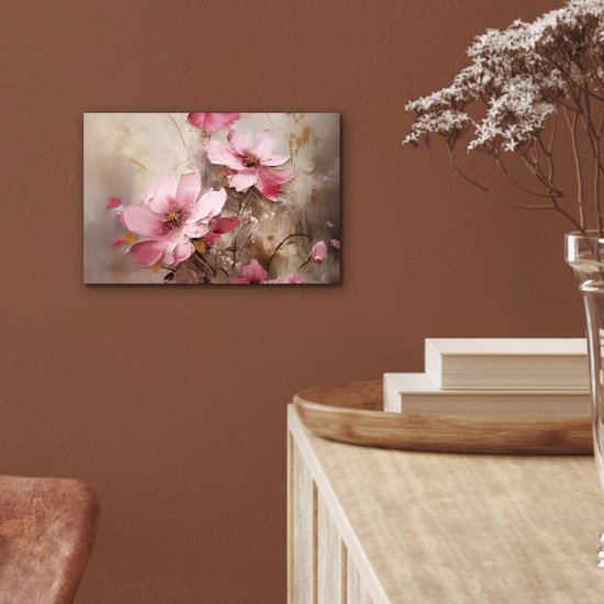 Tableau aluminium 30x20 cm - Décoration murale métal - Fleurs - Rose - Art - Aquarelle - Décoration murale métal salon - Décoration industrielle - Photo sur dibond - Accessoires industriels chambre