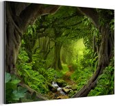 Décoration murale Métal - Peinture Aluminium Industriel - Jungle - Vert - Nature - Tropical - Plantes - 180x120 cm - Dibond - Photo sur aluminium - Décoration murale industrielle - Pour le salon / chambre