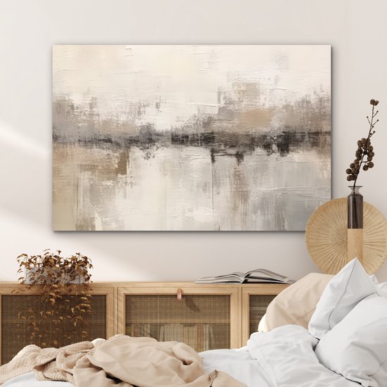 Tableau aluminium 120x80 cm - Décoration murale métal - Art moderne - Abstrait - Beige - Décoration murale métal salon - Décoration industrielle - Photo sur dibond - Accessoires industriels chambre