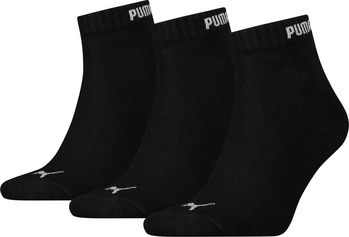 PUMA Men’s Basic Quarter Socks 3 Pairs Zwart
