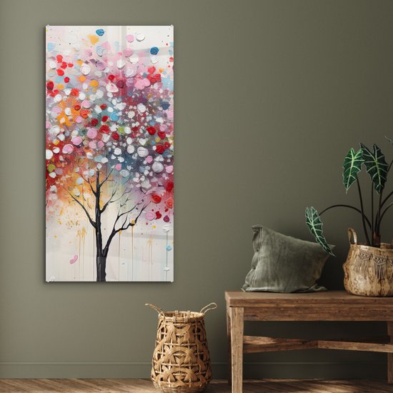 MuchoWow® Tableau sur verre 60x120 cm - Tableau sur verre acrylique - Art - Arbres - Nature - Acryl - Photo sur verre - Décoration murale salon - Décoration murale chambre - Peintures