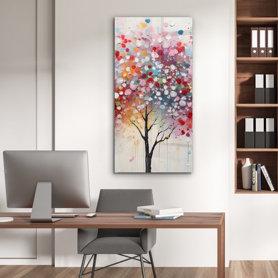 MuchoWow® Tableau sur verre 60x120 cm - Tableau sur verre acrylique - Art - Arbres - Nature - Acryl - Photo sur verre - Décoration murale salon - Décoration murale chambre - Peintures