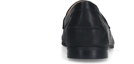 Sacha - Dames - Zwarte leren loafers met goudkleurige chain - Maat 37