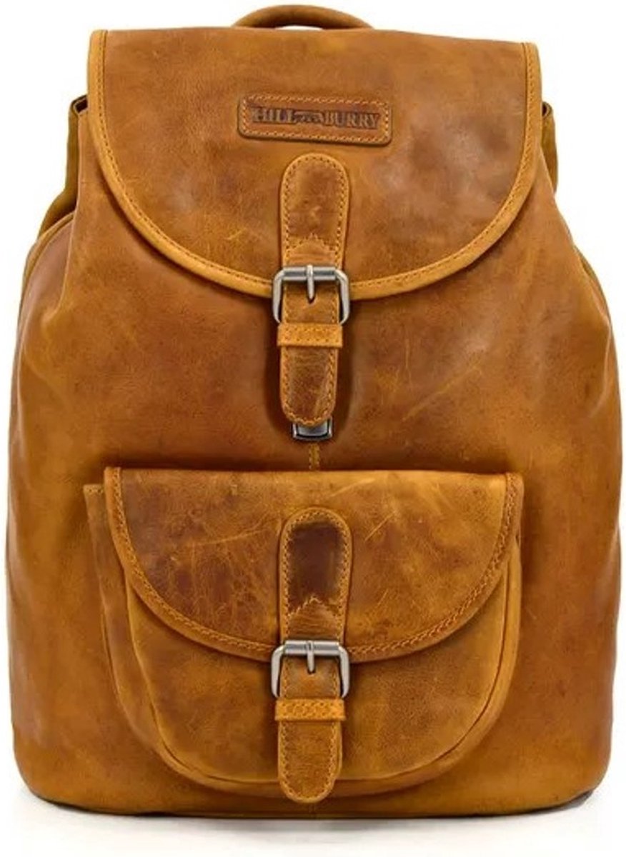 HillBurry Rugzak met trekkoord, overslag en schuifsluiting - Stevig en Praktisch - Ruime binnenkant - (hxbxd) ca. 34cm x 27cm x 16cm