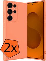 Coque adaptée pour Samsung S25 Ultra Coque en Siliconen – Coque adaptée pour Samsung Galaxy S25 Ultra Coque arrière – Lot de 2 – Pêche