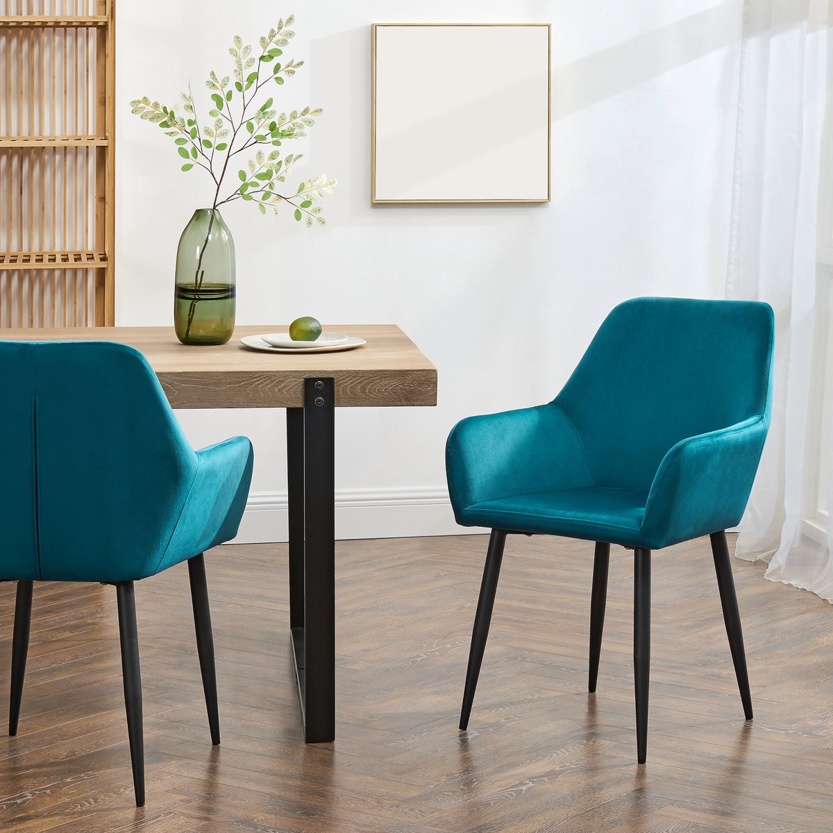 Eetkamerstoel Hollola set van 6 turquoise [en.casa]