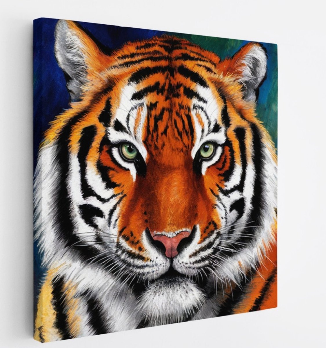 Saammp Canvas Schilderij - Abstracte tijger - Kleurrijk - Natuur - Dieren - 20x20 - Foto op canvas - Wanddecoratie - muurdecoratie Woonkamer - Slaapkamer decoratie - Canvas Print Multicolor