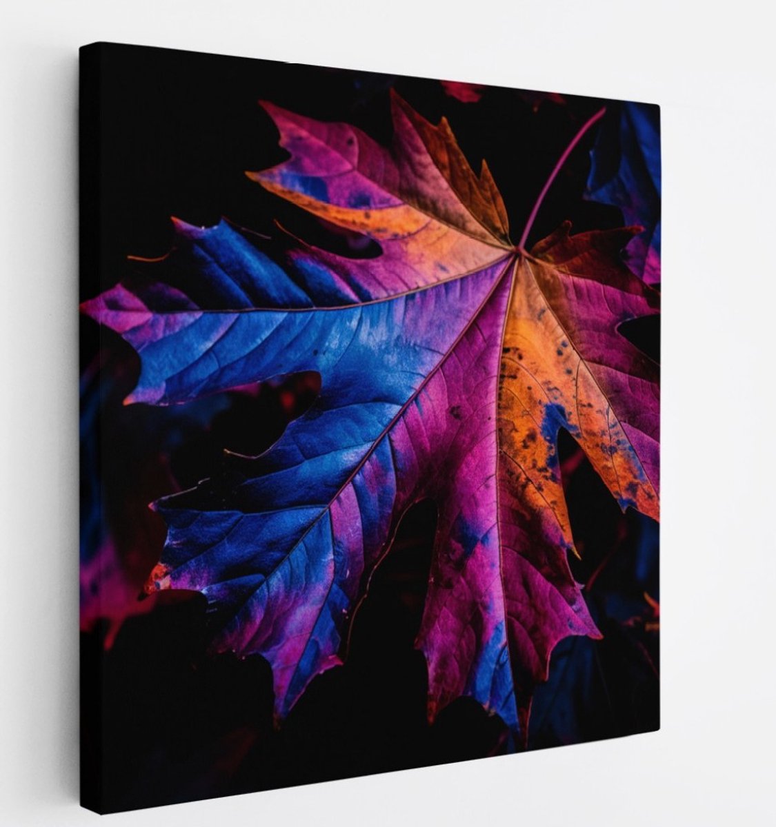 Saammp Canvas Schilderij - Gekleurd Blad - Bloemen - Natuur - 60x60 - Foto op canvas - Wanddecoratie - Muurdecoratie Woonkamer - Slaapkamer decoratie - Canvas Print