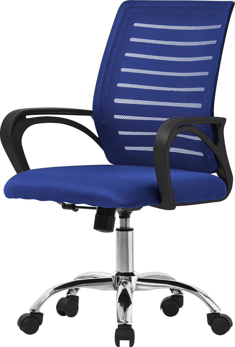 Ergonomische bureaustoel met armleuningen Mesh stof blauw met wielen ML design