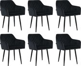 Chaises de salle à manger Lina® Noble - Zwart - Set de 6 - Velours