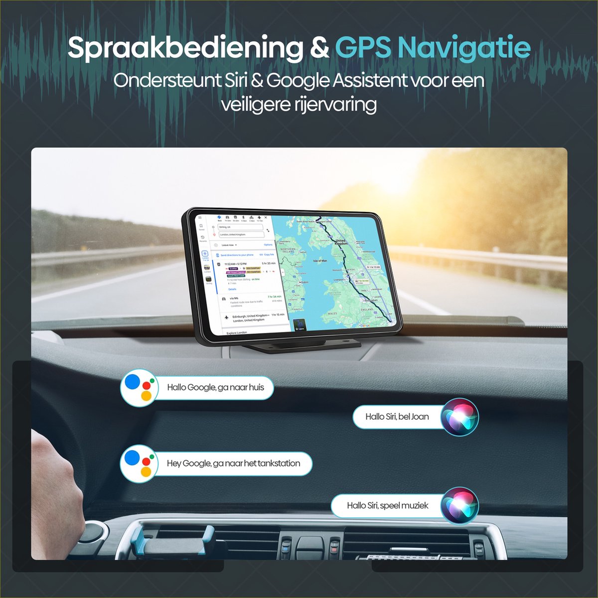 Olvy 7 inch universeel Carplay Android Auto scherm met touchscreen, draadloos, achteruitrijcamera, handsfree bellen - Afbeelding 5