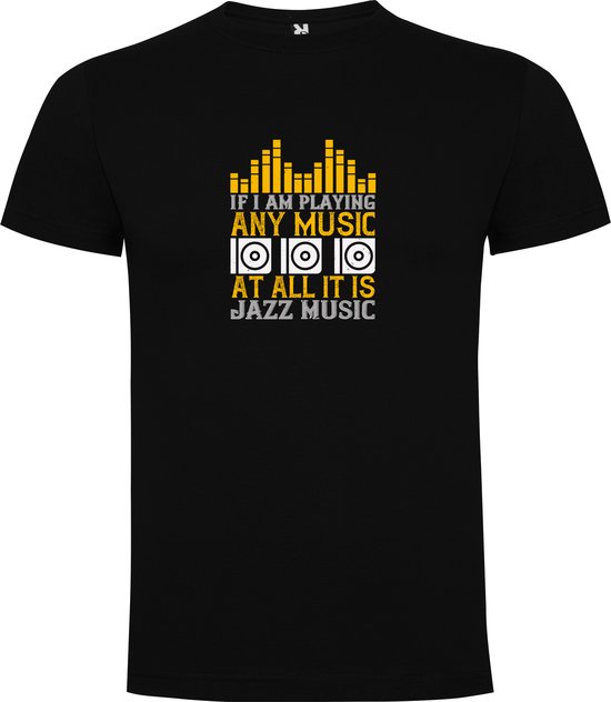 T-shirt Zwart avec imprimé coloré « Si je joue de la musique, c'est du JAZZ » Imprimé en couleur Taille XL