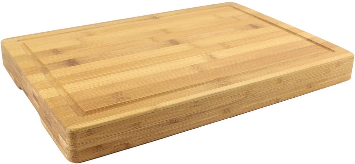 Bamboe Snijplank met Sapgeul - 39 x 28 x 4 cm - Duurzame Houten Snijplank voor Groenten, Fruit en Vlees - Hygiënisch en Praktisch - Licht Bruin