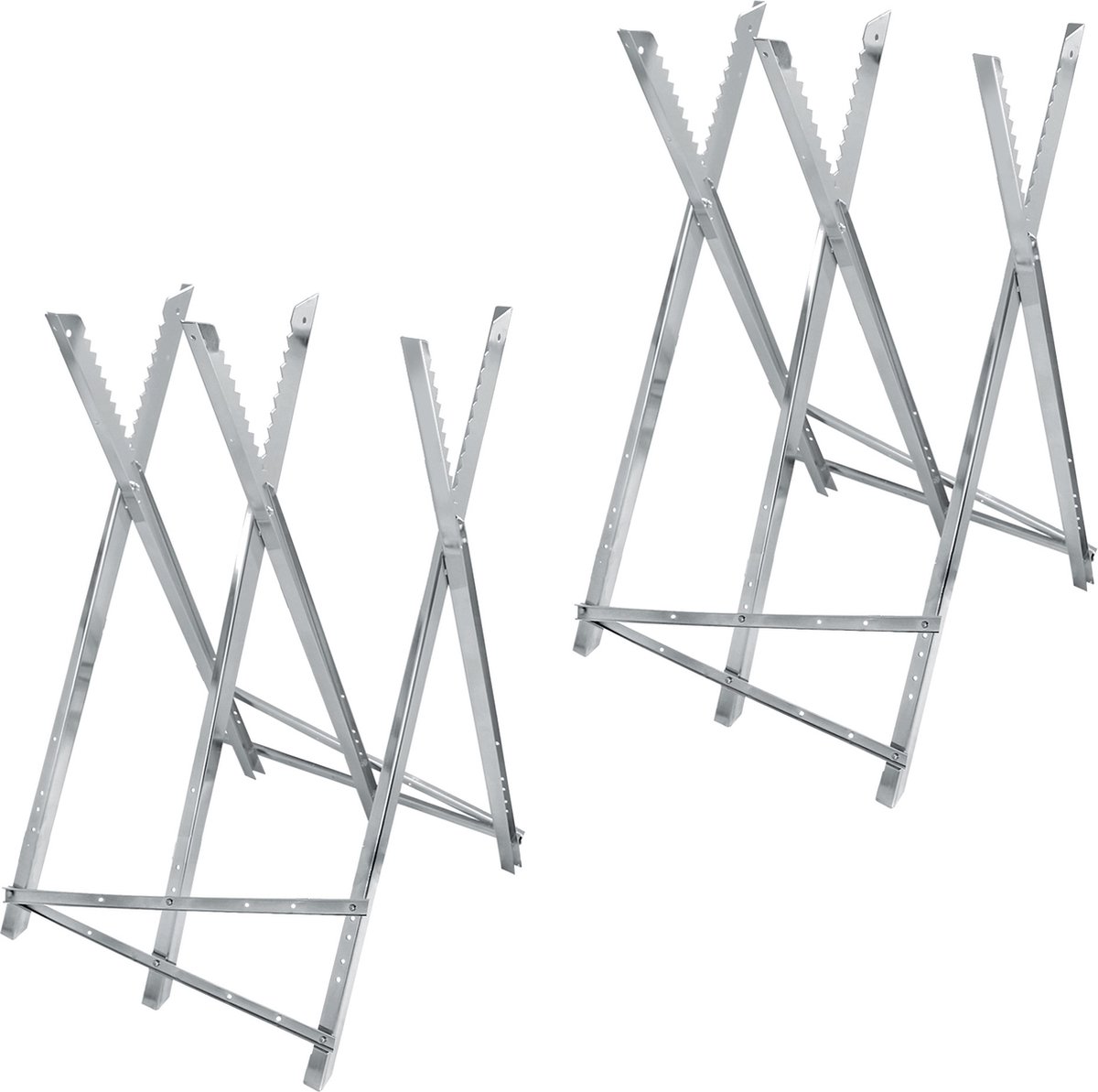 Ecd Germany 2x 3-posities Verzinkte Metalen Zaagsteunen Voor Kettingzagen