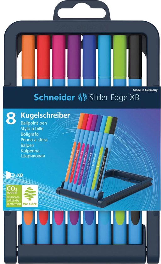Schneider balpen - Slider Edge - penpunt XB 1,4mm - 8 stuks assorti - S-152279