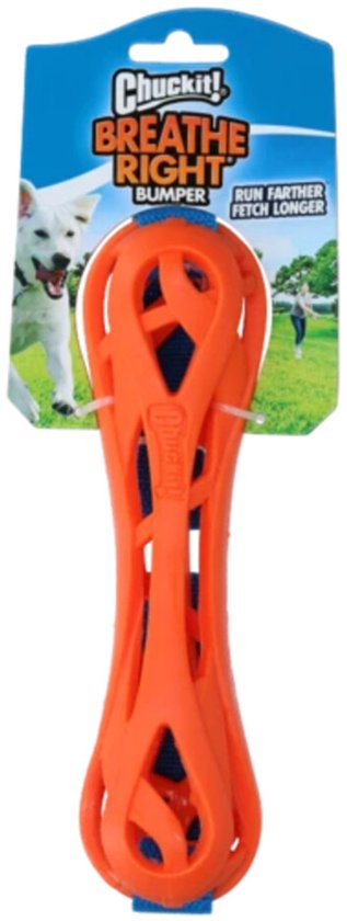 Chuckit! Breathe Right Bumper - Hondenspeelgoed - Apporteerspeelgoed - Drijvend - Duurzaam - Oranje/Blauw - 22 cm