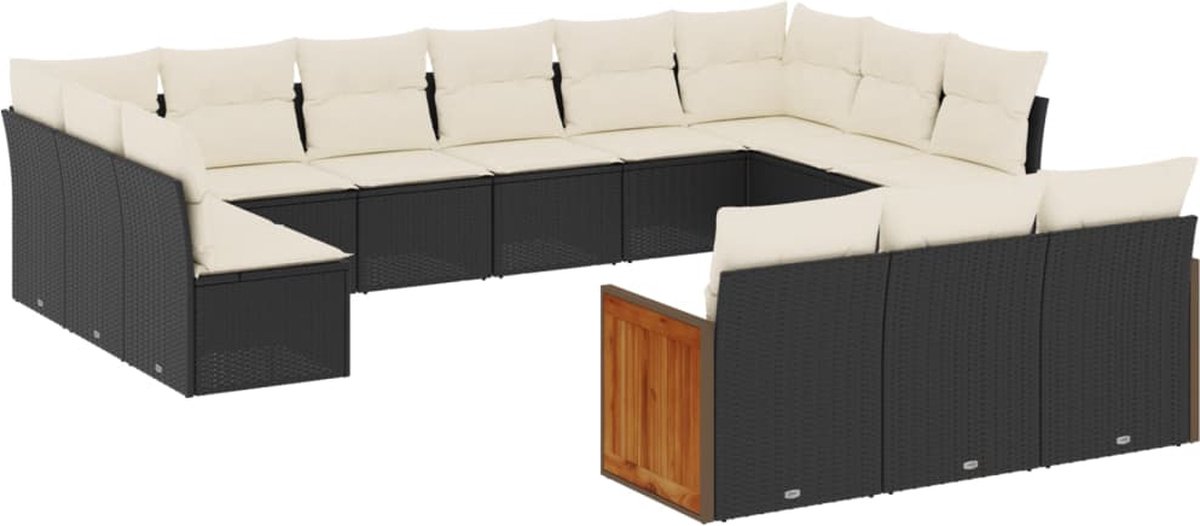 The Living Store 13-delige Loungeset met kussens poly rattan zwart - Loungebank - Lounge Set - Tuinset - Buitendecoratie - Outdoor Furniture The Living Store 13-delige Loungeset met kussens poly rattan zwart - Loungebank - Lounge Set - Tuinset - Buitendecoratie - Outdoor Furniture - Image 1