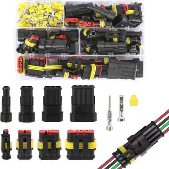 eROOSY 622 STUKS waterdichte kabelconnectors, auto waterdichte connector, auto stekker 1/2/3/4/5/6 polig waterdichte auto connector voor motorfiets, scooter, vrachtwagen, boot, truck, 23-16AWG