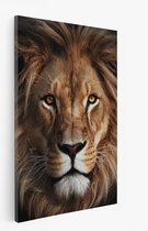 Saammp Canvas Schilderij - Portret - Leeuw - Natuur - Dieren - 60x90 - Foto op canvas - Wanddecoratie - Muurdecoratie Woonkamer - Slaapkamer decoratie - Canvas Print