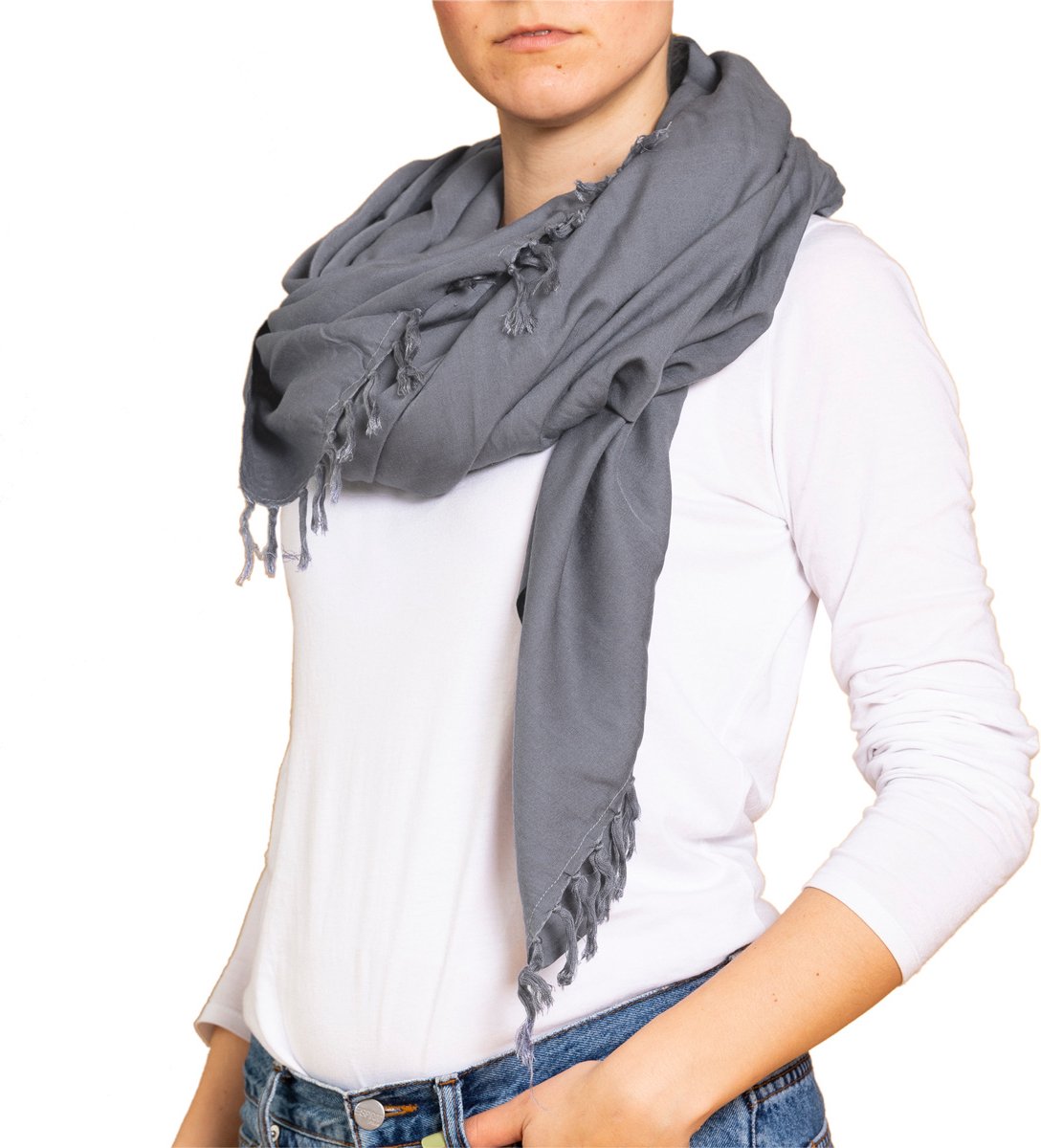 Oversized Viscose Sjaal - Zacht & Veelzijdig - Grijs