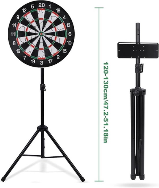 Support De Cible De Fléchettes Professionnel – Trépied En Fer, Hauteur Réglable En Continu, Roulettes – Compatible Toutes Cibles