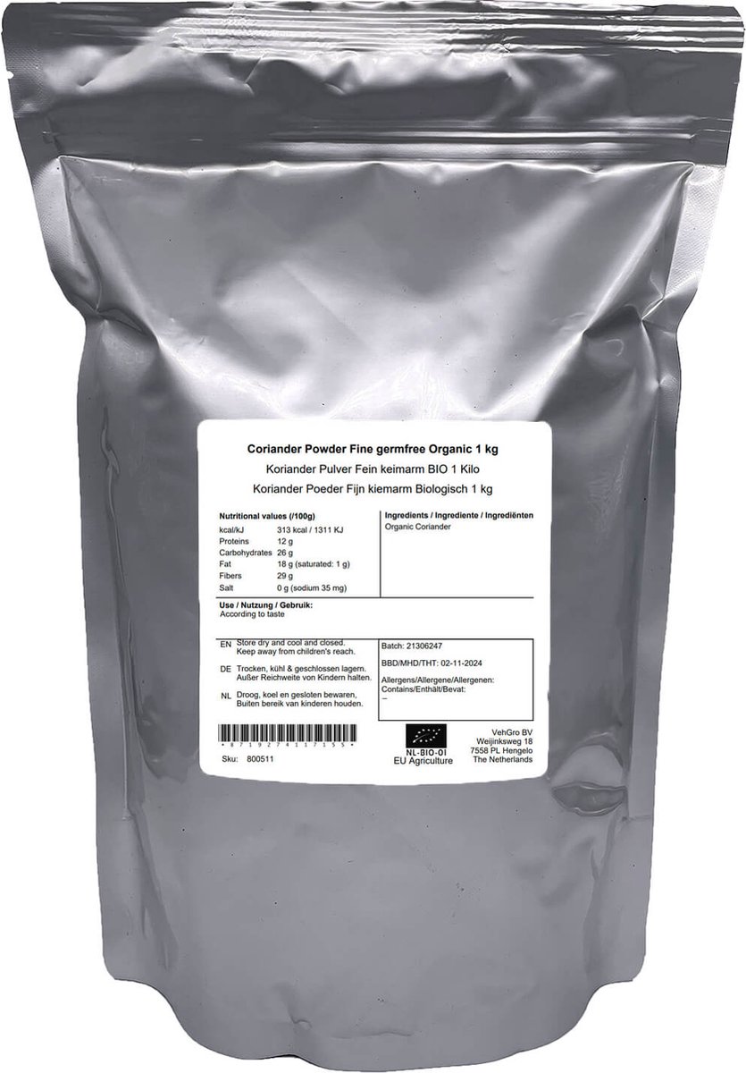 Korianderpoeder Kiemarm - 1 Kg - Holyflavours