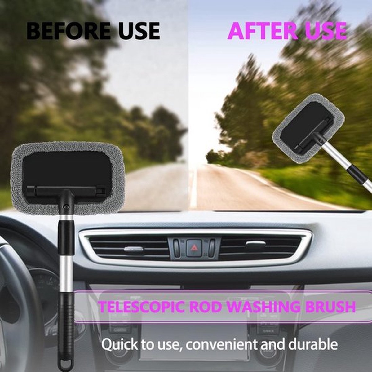 Voorruit reinigingsborstel voorruit reiniger auto raam voorruit reinigingsgereedschap 4 microvezel pads auto reiniger kit