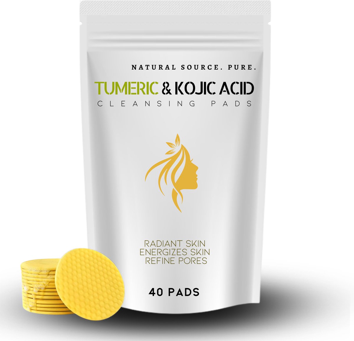 Goedkoopste Kojic Turmeric Reinigingspads, Diepreinigende & Hydraterende Gezichtspads, 40 Stuks, Zacht voor Alle Huidtypes