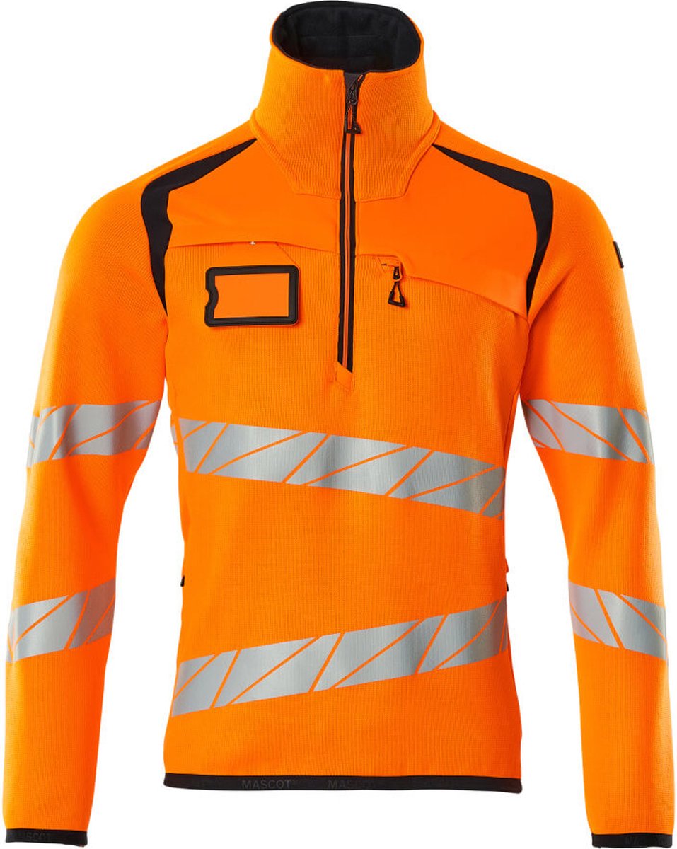 Mascot Accelerate Safe Gebreide trui met korte rits 19005-351 - hi-vis oranje/donkermarine - 3XL