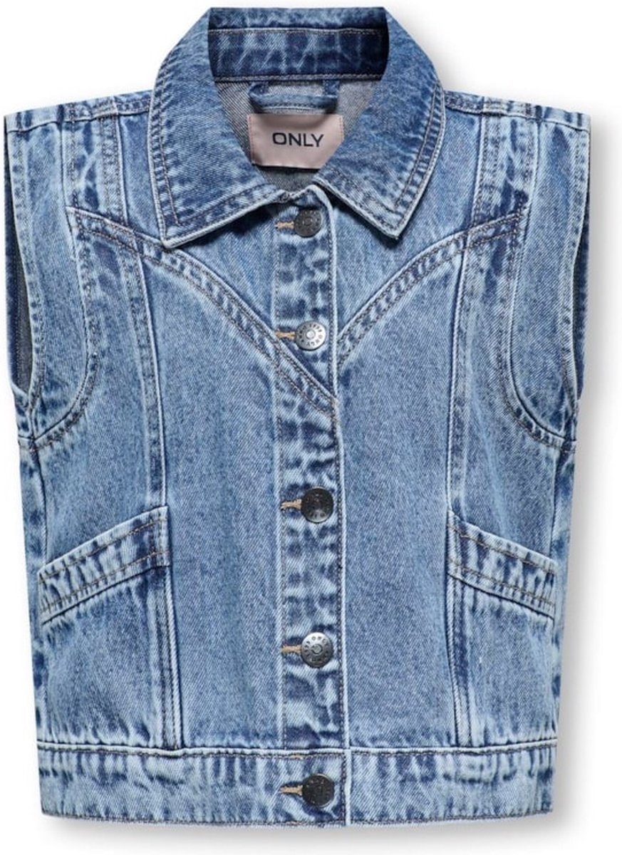 ONLY KOGKENNEDY SL DNM WAISTCOAT BJ Meisjes Vest - Medium Blue Denim - Maat 140