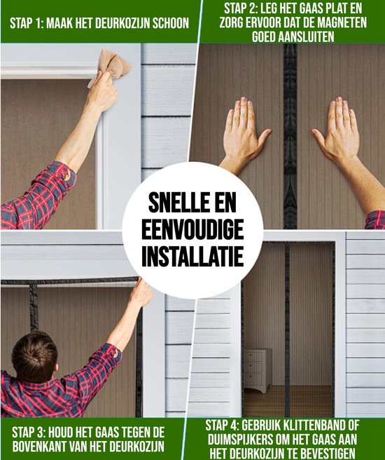 JEAS - Magnetisch Vliegengordijn - 210 x 90cm - Horgordijn - Hordeur - Deurgordijn - Zwart