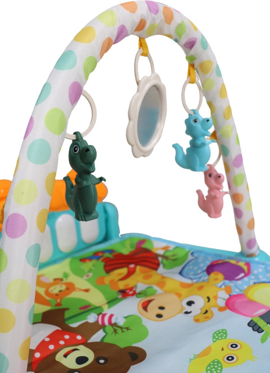 Moni Toys - Piano Activiteiten Speelkleed - Multicolor - Met Speelboog, Spiegeltje & Muziek - Educatief Baby Gym - Vanaf 0 Maanden — afbeelding 8