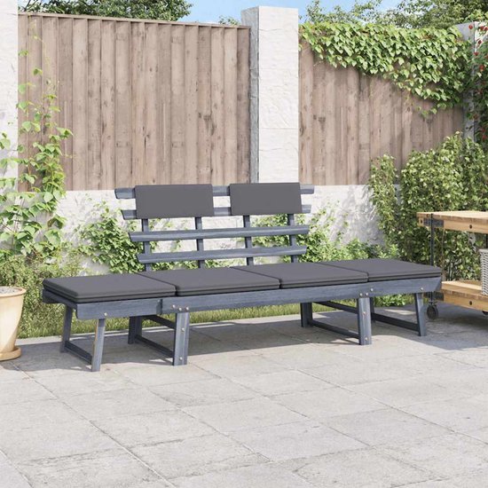 vidaXL Tuinbank - Massief eucalyptushout - Grijs - 150 x 60 x 89 cm - Met kussen vidaXL Tuinbank - Massief eucalyptushout - Grijs - 150 x 60 x 89 cm - Met kussen