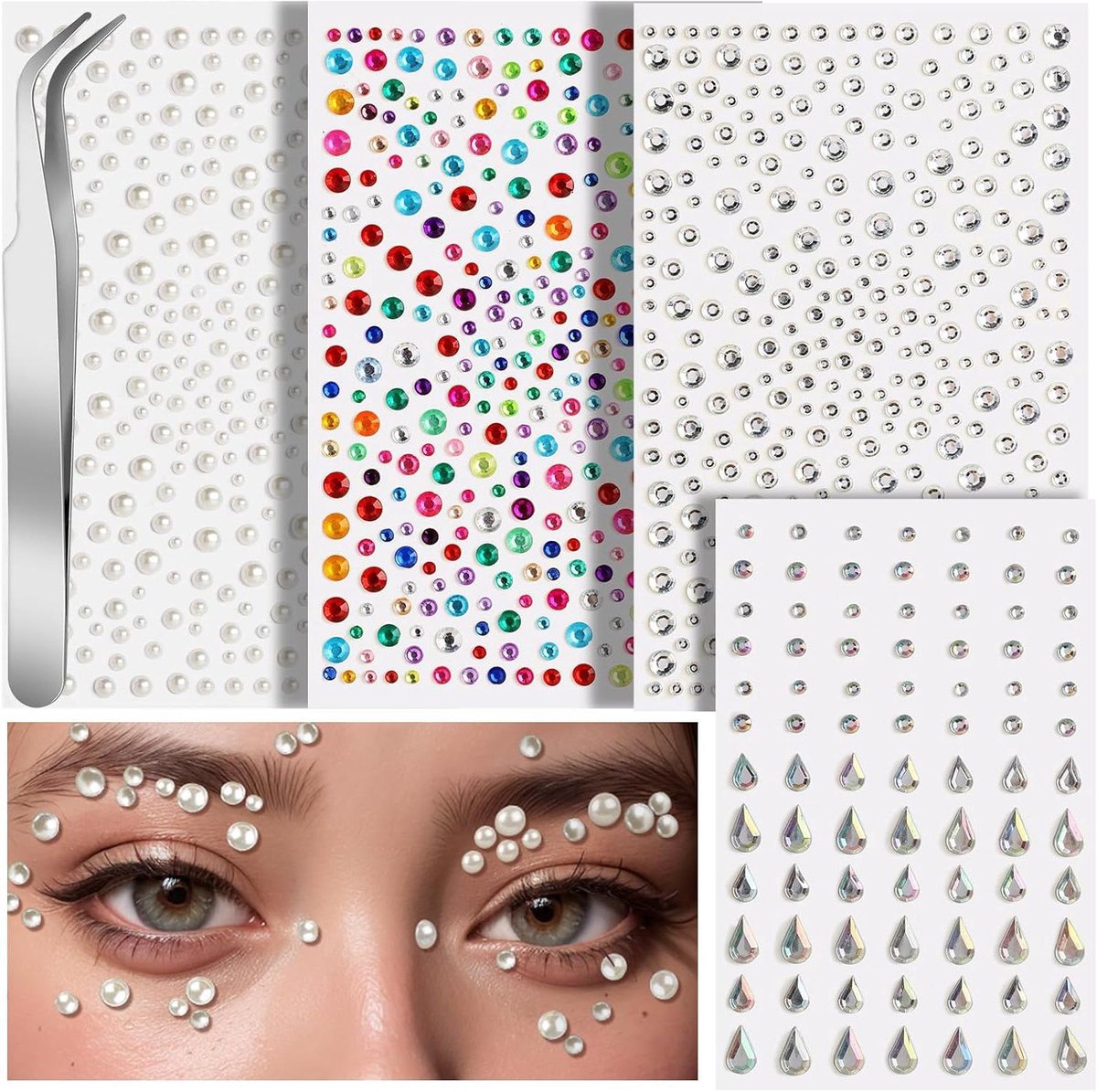 Zelfklevende Glittersteenstickers voor gezichtsdecoratie en knutselen