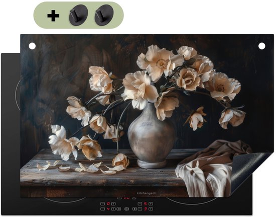 KitchenYeah® Protection plaque induction 83x52 cm - Fleurs - Bouquet - Nature morte - Protege plaque de cuisson - Couvre plaque induction - Protecteur d'induction - Cuisine