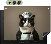 KitchenYeah® Protection plaque induction 71x52 cm - Chat - Vêtements de chef - Noir - Blanc - Protege plaque de cuisson - Couvre plaque induction - Protecteur d'induction - Cuisine
