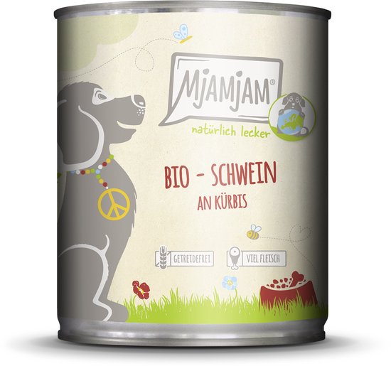 MjAMjAM Dog - BIO blik 6x800g - Varkensvlees met pompoen