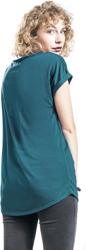 R.E.D. Rock-Engineered Design petrolkleurig T-shirt van zacht, vloeiend materiaal - Dames - M