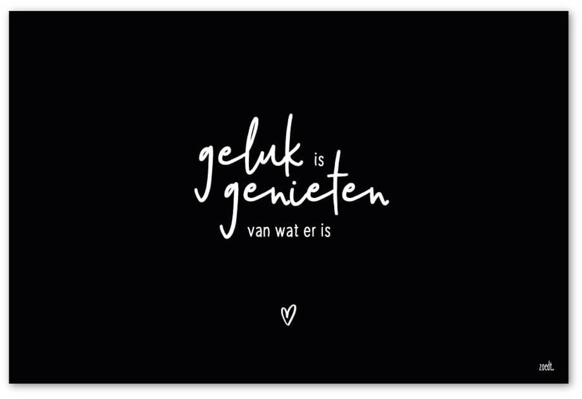 Zoedt Inductiebeschermer Zwart - ‘Geluk is genieten van wat er is’ 60x52cm - Beschermmat voor Inductiekookplaat - Anti-slip - Verkrijgbaar in 60x52cm, 78x52cm en 80x52cm