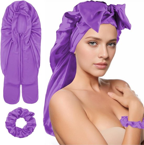 Lolalet Kinderslaapmuts van zijde, zachte elastische bonnet voor krullende meisjesvlechten, luipaard, One size