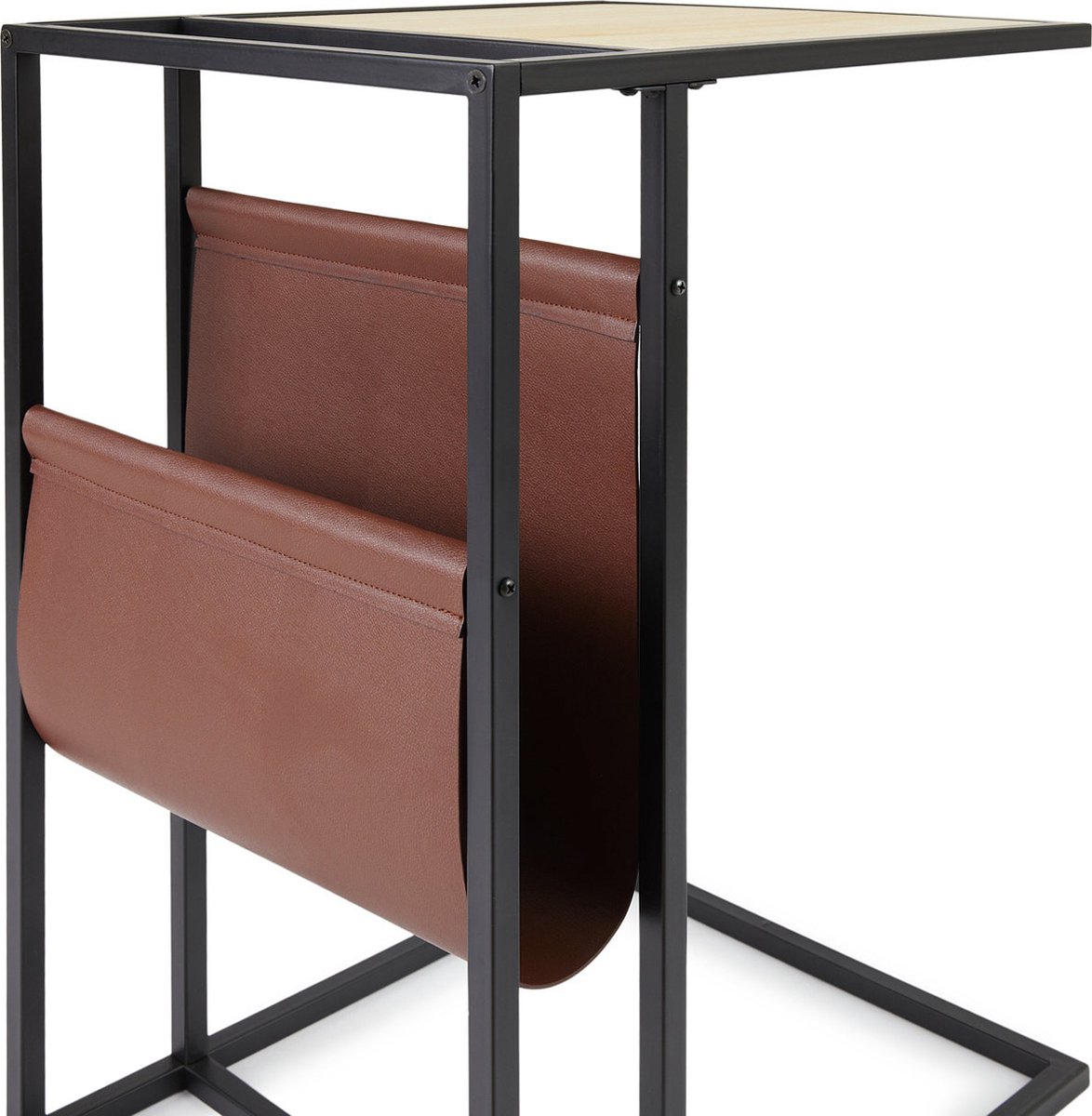 Lifa Living Magazine rek Manhattan Naturel - Hout, Pu-Leer - Bruin - 35x45x63 (LxBxH)