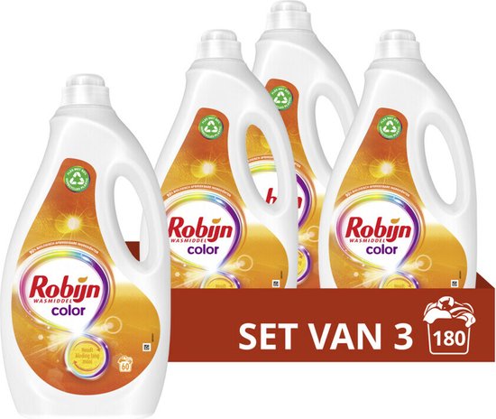 Robijn Vloeibaar Wasmiddel - Color - met 90% biologisch afbreekbare ingrediënten - 3 x 60 wasbeurten