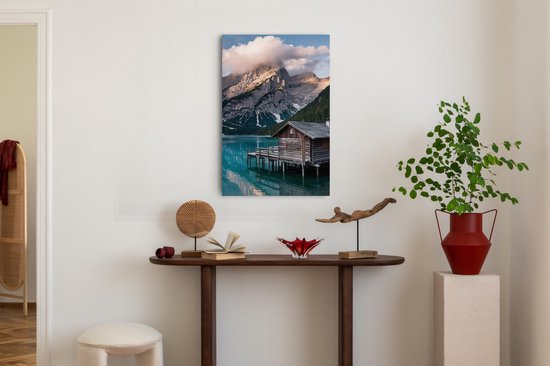 Saammp Canvas Schilderij - Landschap - Huis tussen de bergen - Natuur - 30x45 - Foto op canvas - Wanddecoratie - Muurdecoratie Woonkamer - Slaapkamer decoratie - Canvas Print