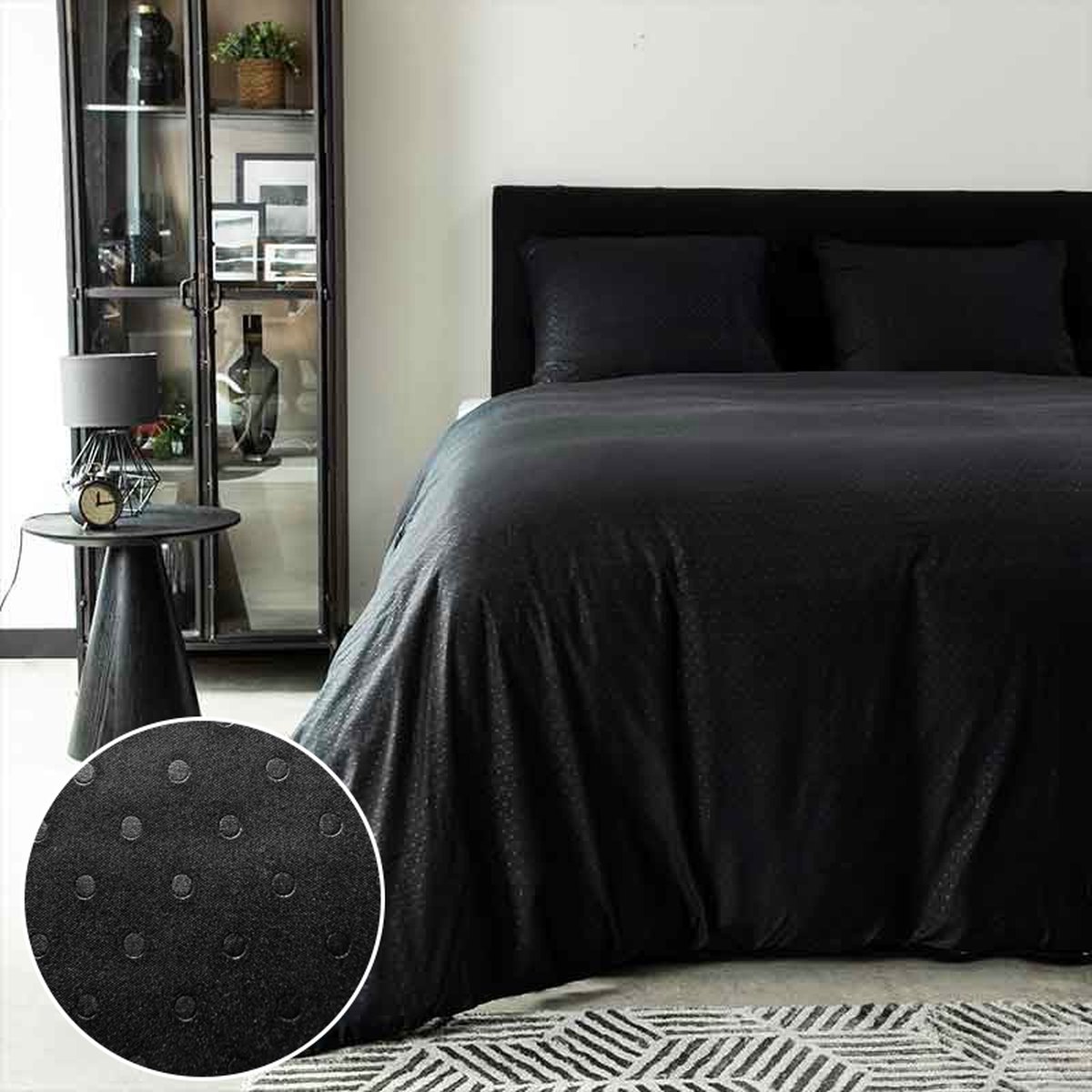Dotty Zwart Dekbedovertrek