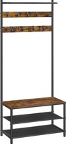 MAZAZU - Kapstok - Garderoberek - Bruin - Zwart - Industrieel - 32,2 x 64 x 180 cm