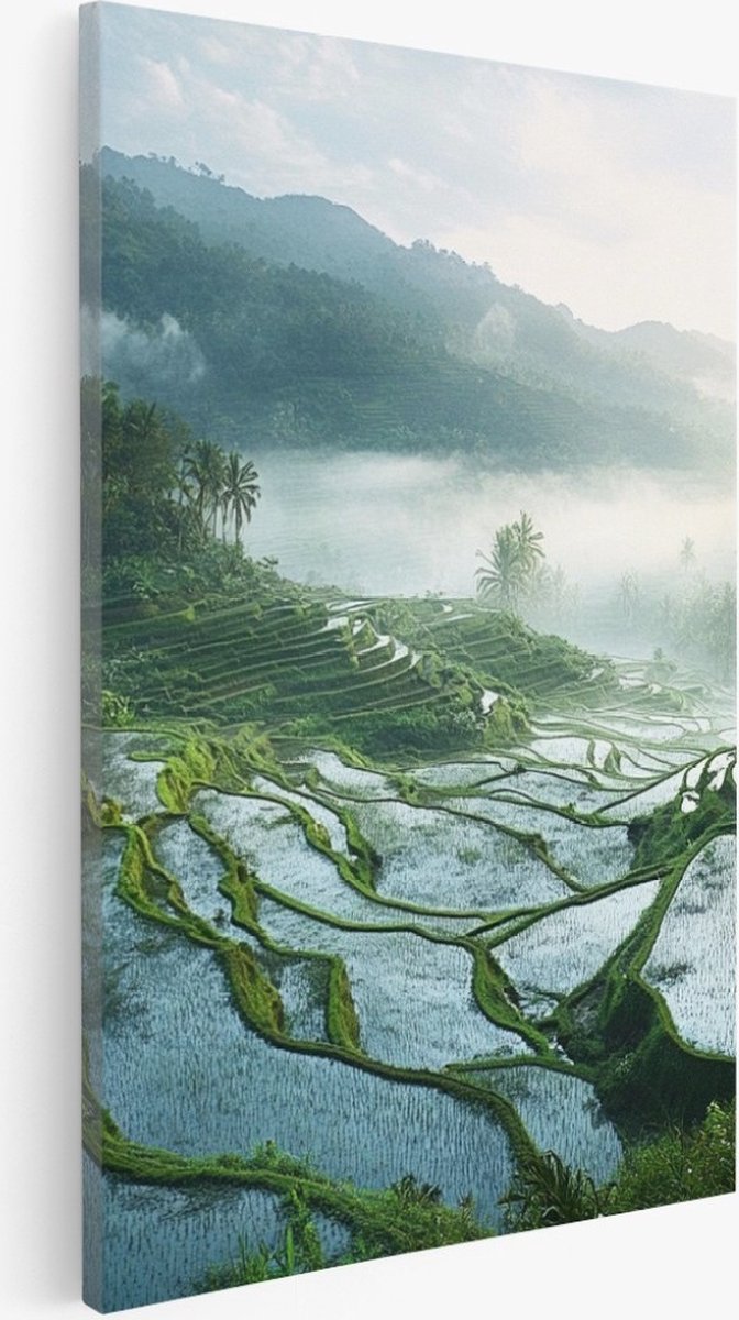 Saammp Canvas Schilderij - Natuur - Rijstveld - Bali - landschap - 30x40 - Foto op canvas - Wanddecoratie - Muurdecoratie Woonkamer - Slaapkamer decoratie - Canvas Print Multicolor