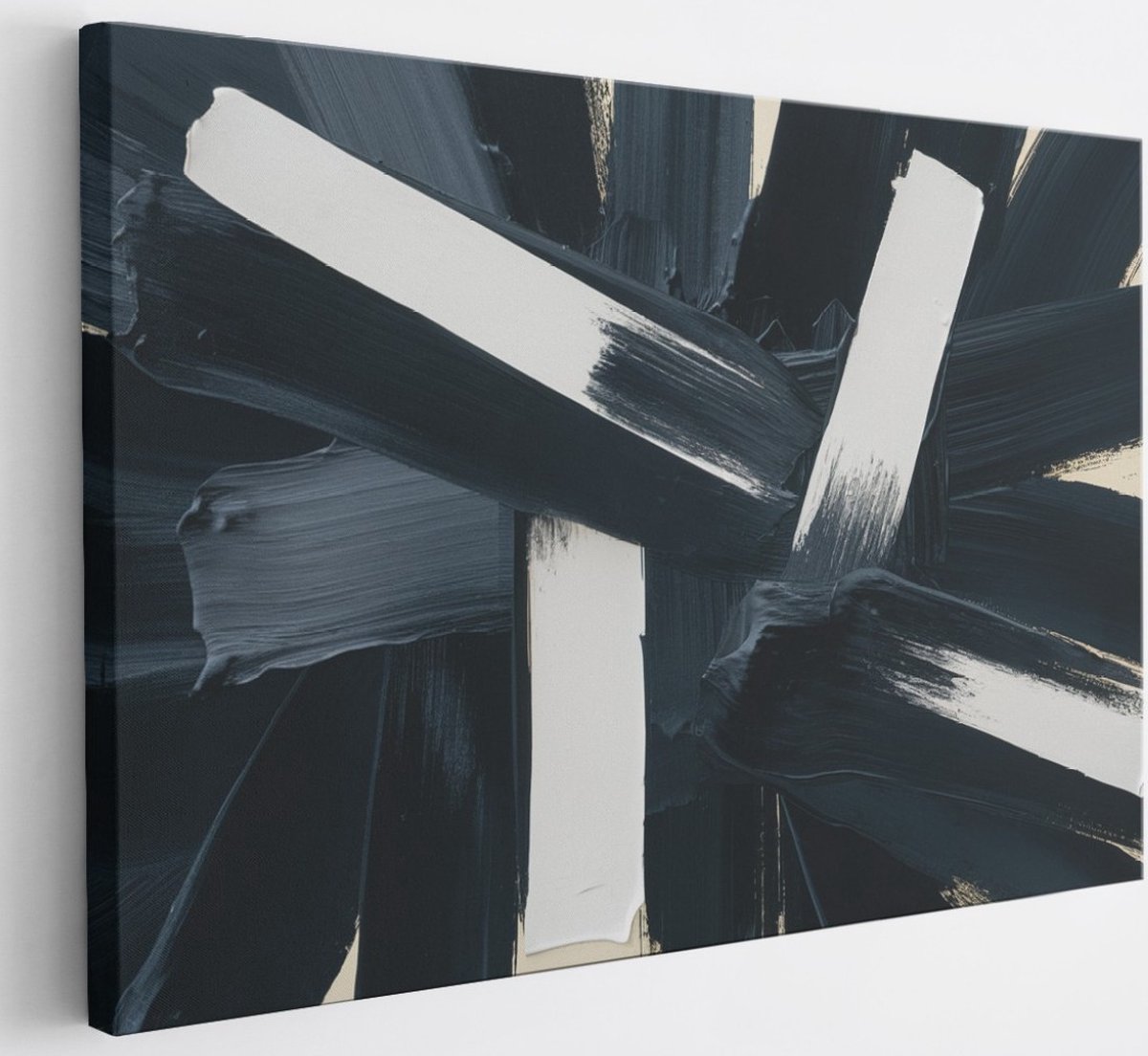Saammp Canvas Schilderij - Witte strepen - Abstract - 120x80 - Foto op canvas - Wanddecoratie - Muurdecoratie Woonkamer - Slaapkamer decoratie - Canvas Print Multicolor