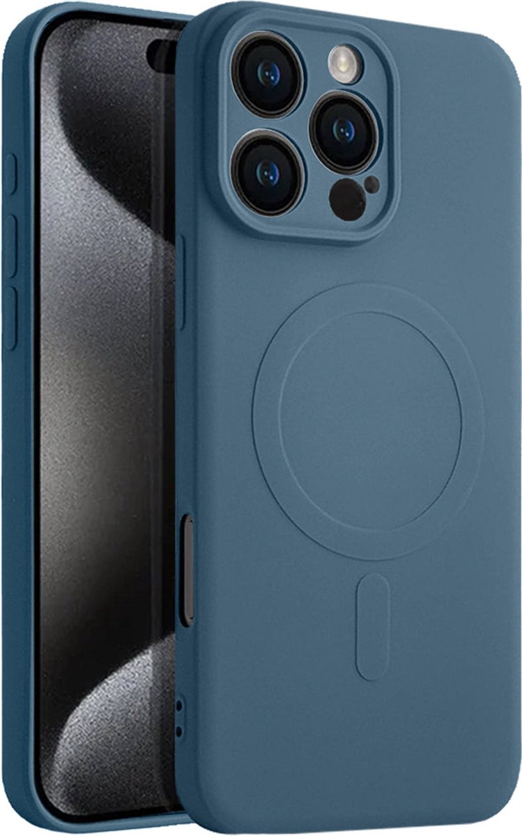 Casify Siliconen Hoesje geschikt voor MagSafe iPhone 16 Pro Max Hoesje - Blauw